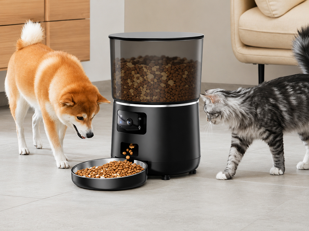 Distributeur de croquettes automatique 4L Wifi Caméra - Modèle Foodies Smart Cam - Coloris Blanc