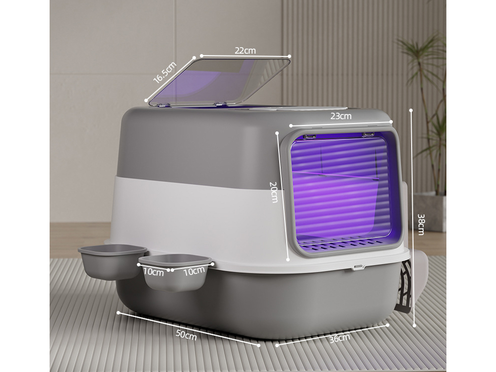 Bac à litière avec stérilisation UV - Modèle Maya - Coloris Gris