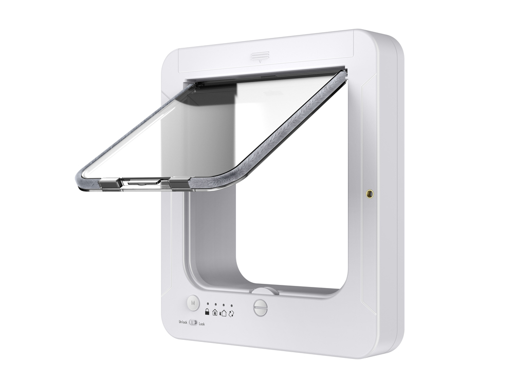Chatière électronique pour animaux pucés ou collier RFID - Modèle SmartFlap - Coloris Blanc