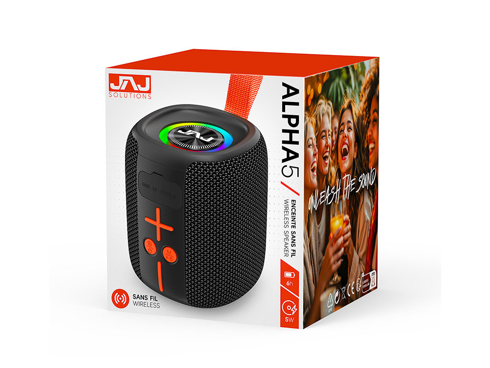 Enceinte Bluetooth 5W - Modèle Alpha5 - Coloris Noir