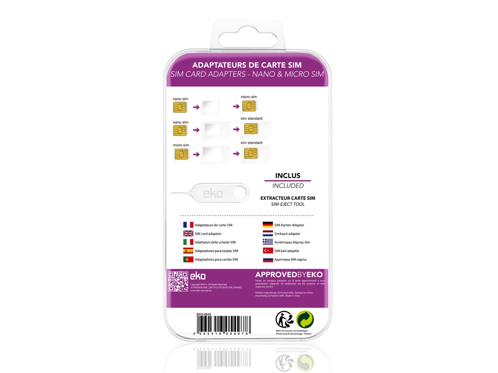 Kit d'adaptateurs de carte SIM 3-en-1