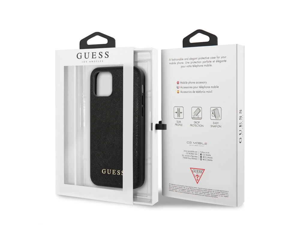 Coque Guess Saffiano pour iPhone 12 Mini - Noire