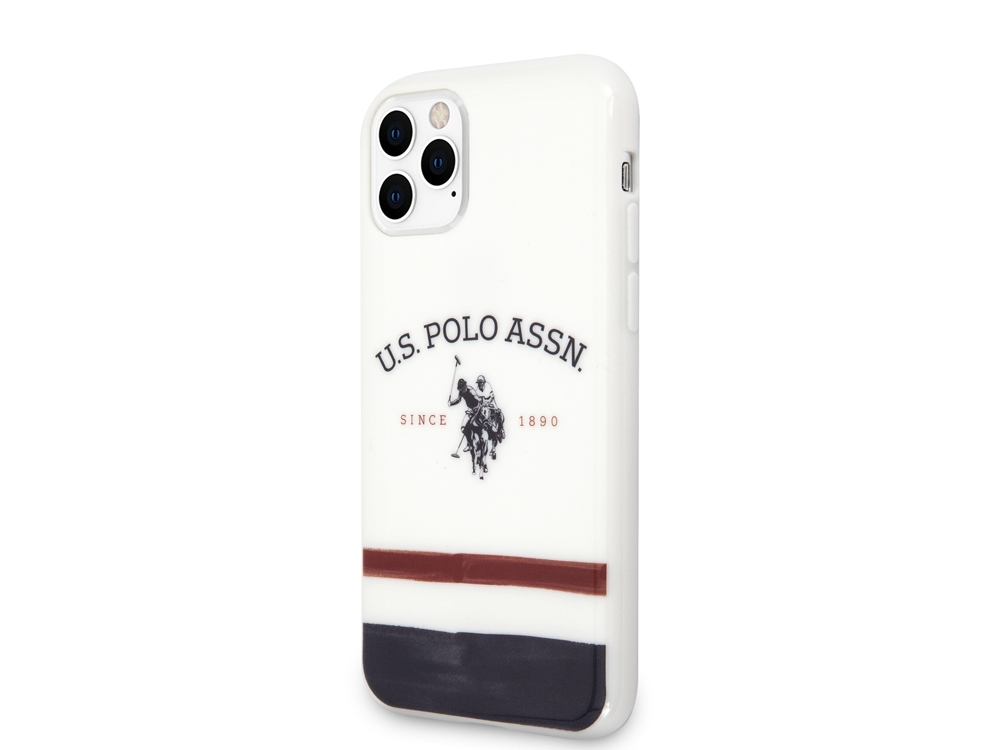 Coque U.S Polo ASSN. Tricolor Stripes pour iPhone 11 Pro - Blanc