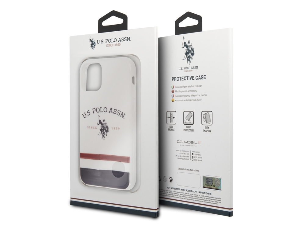 Coque U.S Polo ASSN. Tricolor Stripes pour iPhone 11 Pro - Blanc