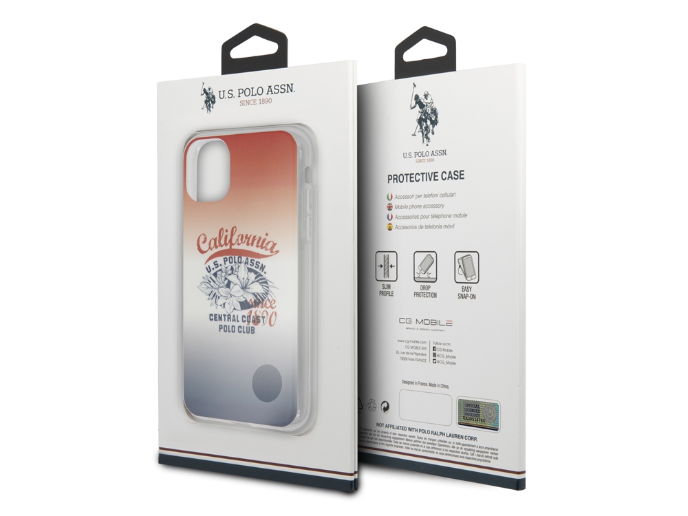 Coque U.S Polo ASSN. California Central Coast pour iPhone 11 Pro - Bleue et Rouge