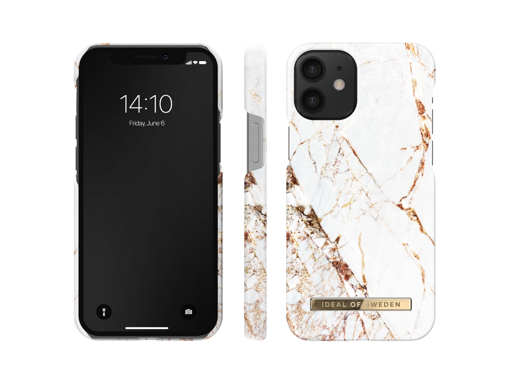 Coque Ideal of Sweden Fashion Carrara Gold pour iPhone 12 Mini - Or/Blanche