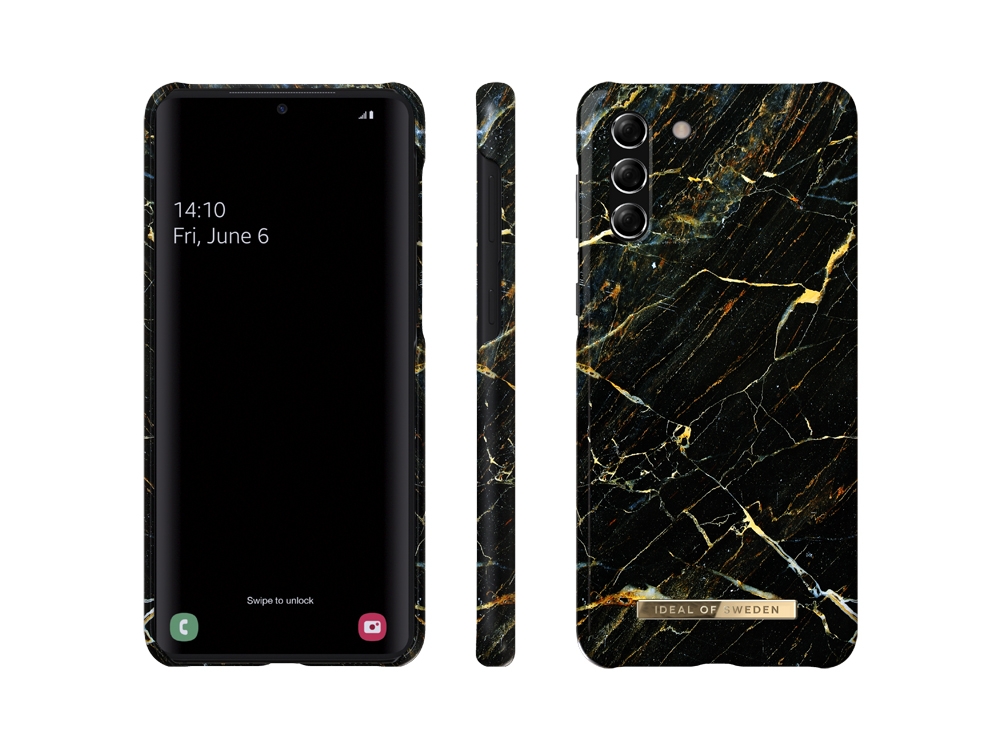 Coque Ideal of Sweden Fashion Port Laurent Marble pour Samsung Galaxy S21+ - Or/Noire intense