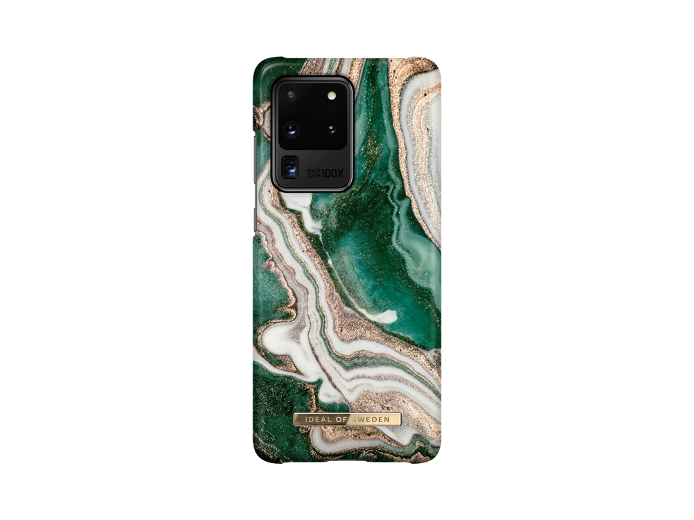 Coque Ideal of Sweden Fashion Golden Jade Marble pour Samsung Galaxy S20 Ultra - Or/Emeraude