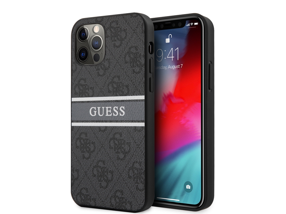 Coque Guess Stripe pour iPhone 12 et iPhone 12 Pro - Grise
