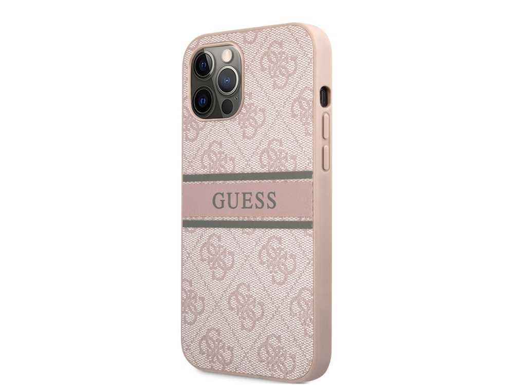 Coque Guess Stripe pour iPhone 12 et iPhone 12 Pro - Rose
