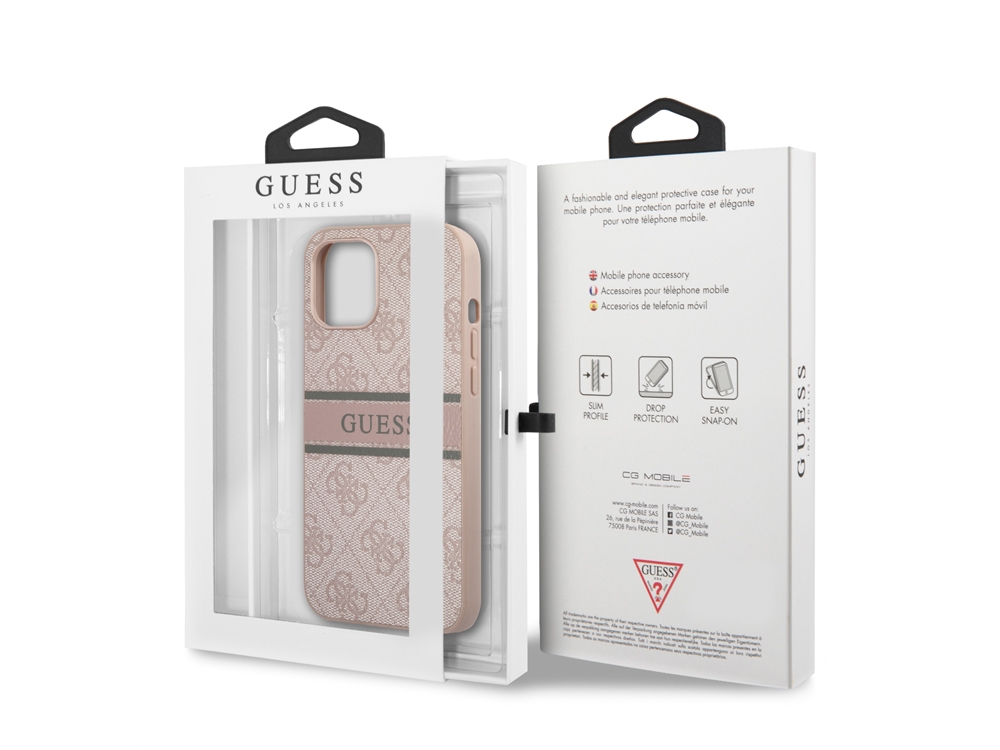 Coque Guess Stripe pour iPhone 12 et iPhone 12 Pro - Rose
