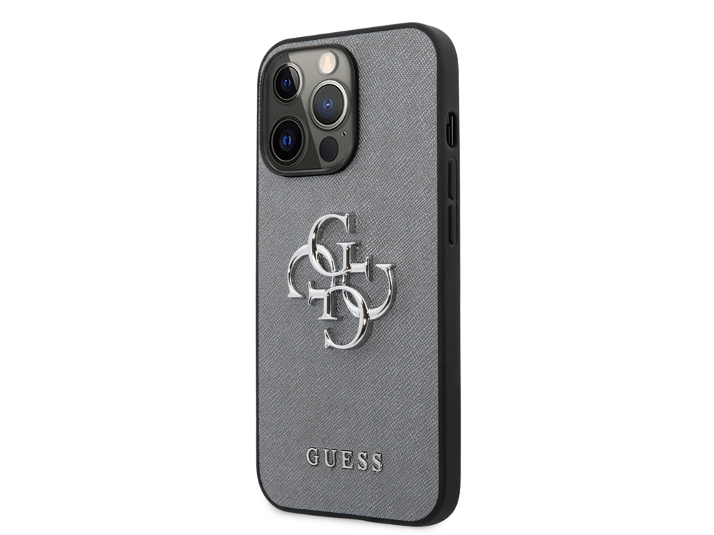 Coque Guess PU Saffiano 4G pour iPhone 13 Pro - Grise