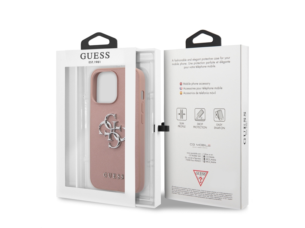 Coque Guess PU Saffiano 4G pour iPhone 13 Pro - Rose