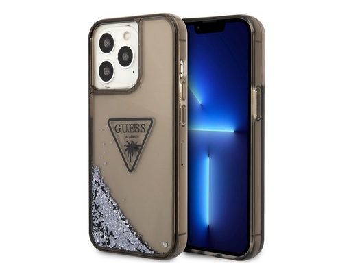 [H4679] Coque Guess Glitter Palm à paillettes flottantes pour iPhone 14 Pro Max - Noire translucide (Noir)