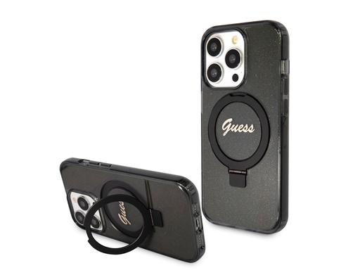 [H56350] Coque Guess TPU Ring Stand Magsafe pour iPhone 15 Pro Max (Noir)