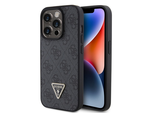 [H46269] Coque Guess Triangle Strass 4G pour iPhone 15 Pro (Noir)