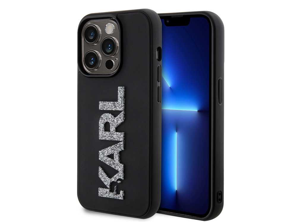 Coque Karl Lagerfeld 3D Rubber Karl Glitter pour iPhone 15 Pro
