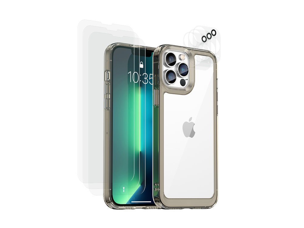 Coque Shockproof avec 6 vitres de protection pour iPhone 13 Pro