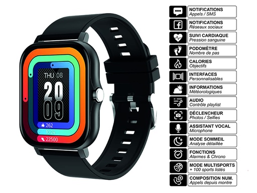 [FFE654] Montre connectée EKO - Modèle Balnéo - Coloris Beige (bracelet en silicone) (Noir)