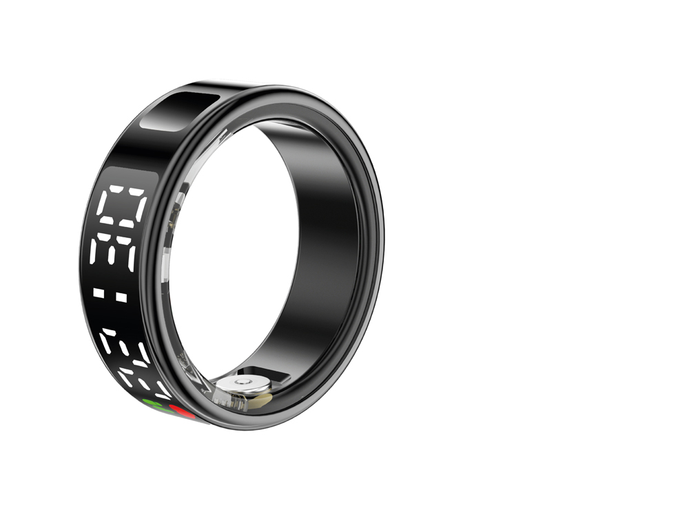 Bague connectée Mogie.avec écrin  - Modèle Saturn - Coloris Noir - Taille 8