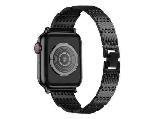 [TTE727] Bracelet en acier inoxydable Strass pour Apple Watch 38/40 et 41mm (Noir)