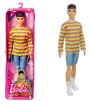 Barbie Ken Fashionistas - T-shirt manche longue rayé et bermuda bleu