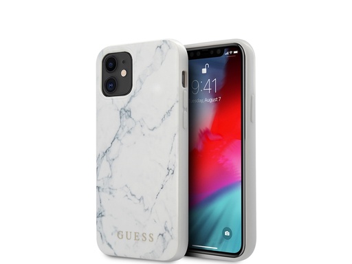 [H1691] Coque Guess Marble pour iPhone 12 Mini - Blanche