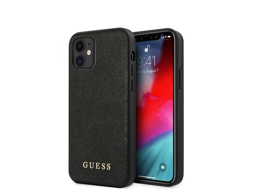 [H3762] Coque Guess Saffiano pour iPhone 12 Mini - Noire