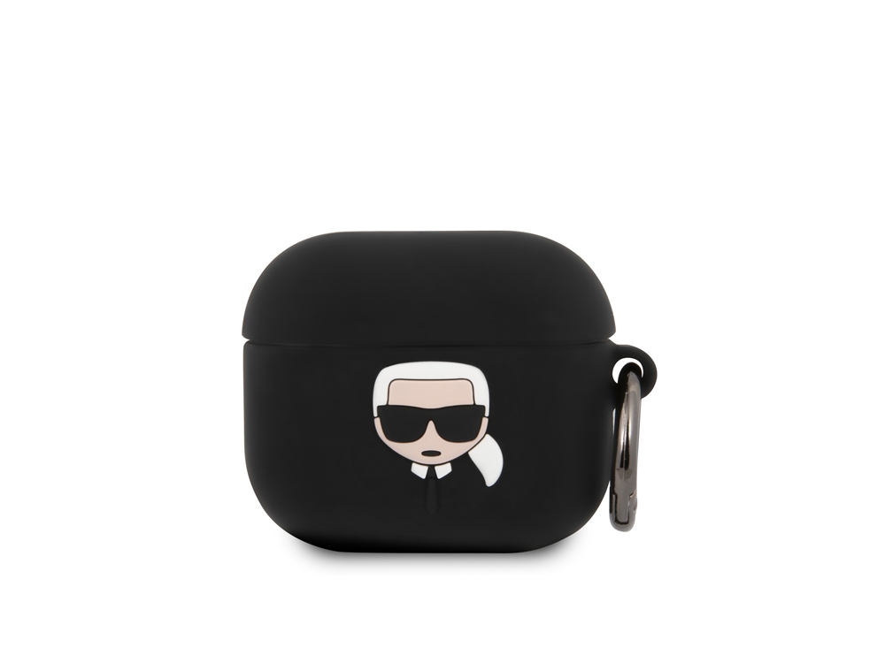 Protection en silicone Karl Lagerfeld  avec anneau pour Airpods 3 - Noire