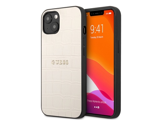 [H3881] Coque Guess PU Croco pour iPhone 13 - Beige