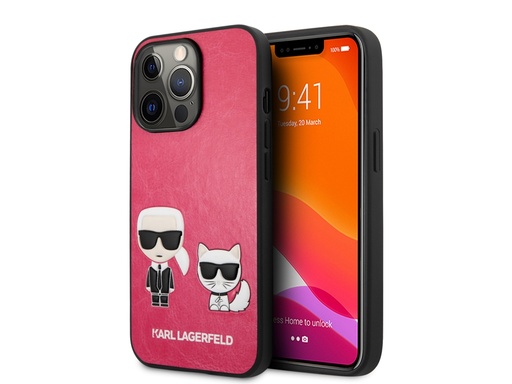 [H7278] Coque Karl Lagerfeld PU Karl & Choupette pour iPhone 13 Pro - Rose