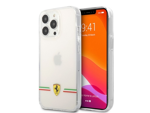 [H6295] Coque FERRARI Italia Wings pour iPhone 13 Pro - Transparente