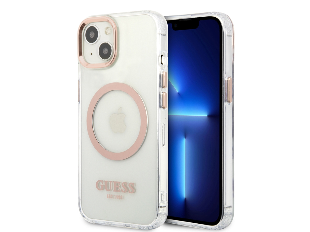Coque Guess TPU Magsafe Gold Outline pour iPhone 13 - Transparente