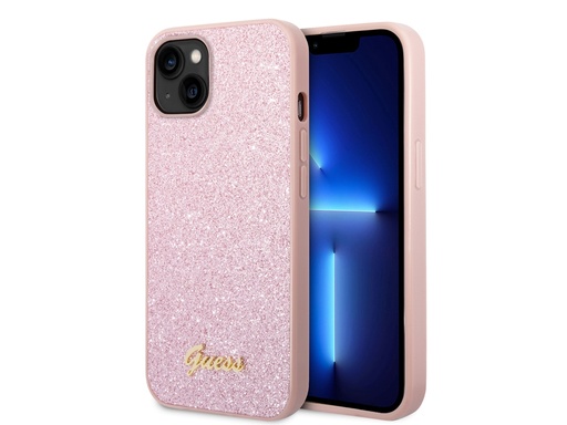 [H5041] Coque Guess TPU Glitter Script pour iPhone 14 - Rose