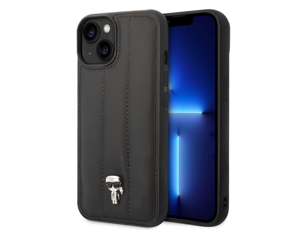 Coque Karl Lagerfeld PU Puffy Ikonik Pins pour iPhone 14 Plus - Noire