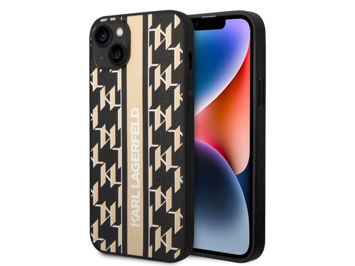 [H4851] Coque Karl Lagerfeld PU Monogram Stripe pour iPhone 14 Plus - Crème