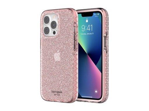 [Z5727] Coque Kate Spade Pink Translucent Glitter pour iPhone 13 Pro - Rose