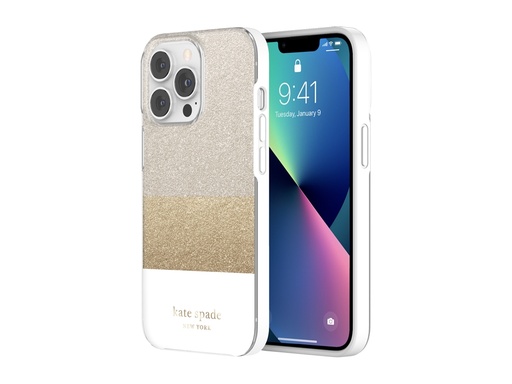 [Z5574] Coque Kate Spade Glitter Block pour iPhone 13 Pro - Or
