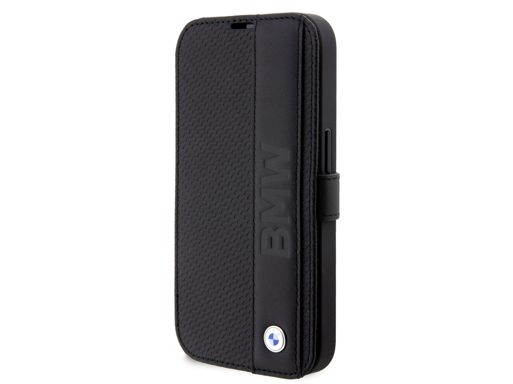 Etui folio BMW en cuir véritable pour iPhone 14 Pro