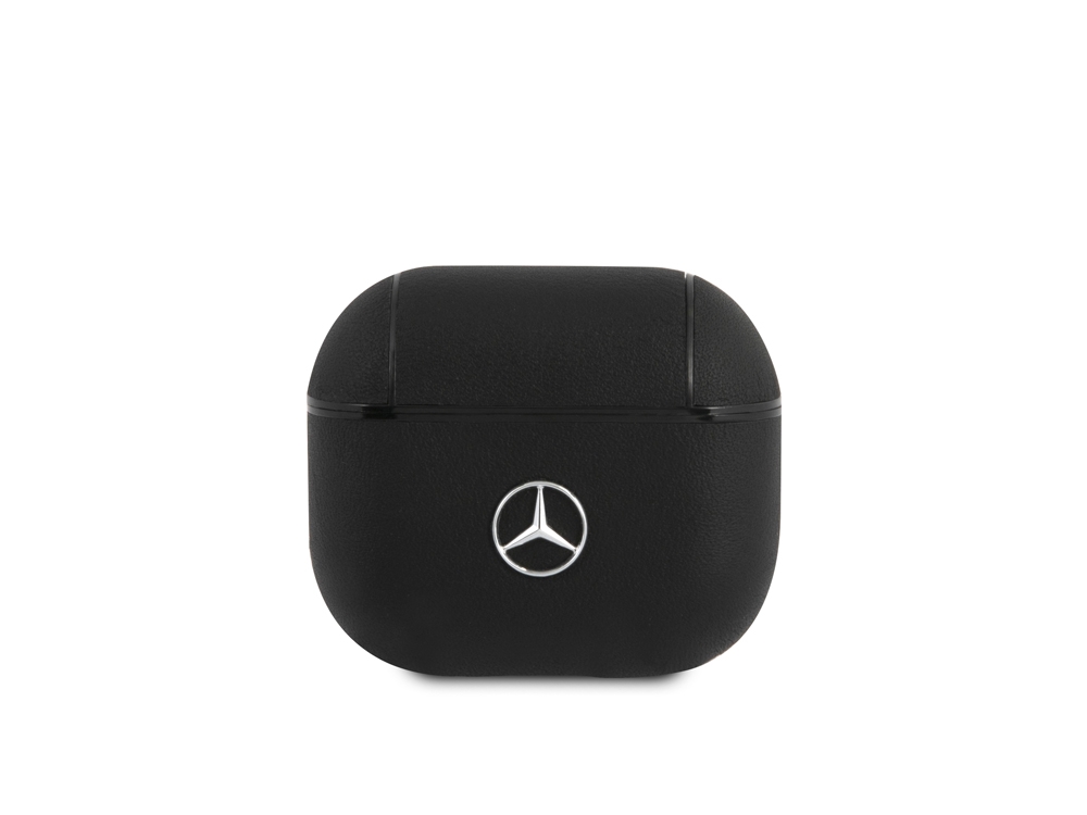 Protection Mercedes en cuir véritable pour Airpods 3 - Noire