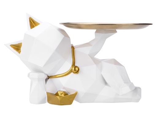 [TK100] Décoration d'intérieur en résine - Modèle Chat Pacha - Blanc
