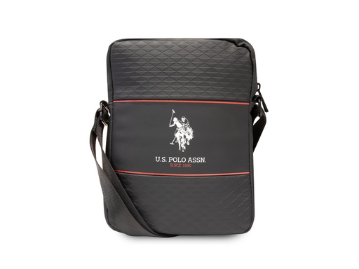 [H15371] Sacoche bandoulière U.S. Polo 10’’ - Modèle Middle Stripe - Noire