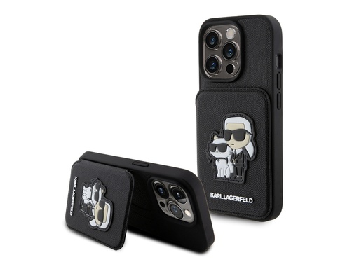 [H69251] Coque Karl Lagerfeld Saffiano avec porte-cartes pour iPhone 15 Pro
