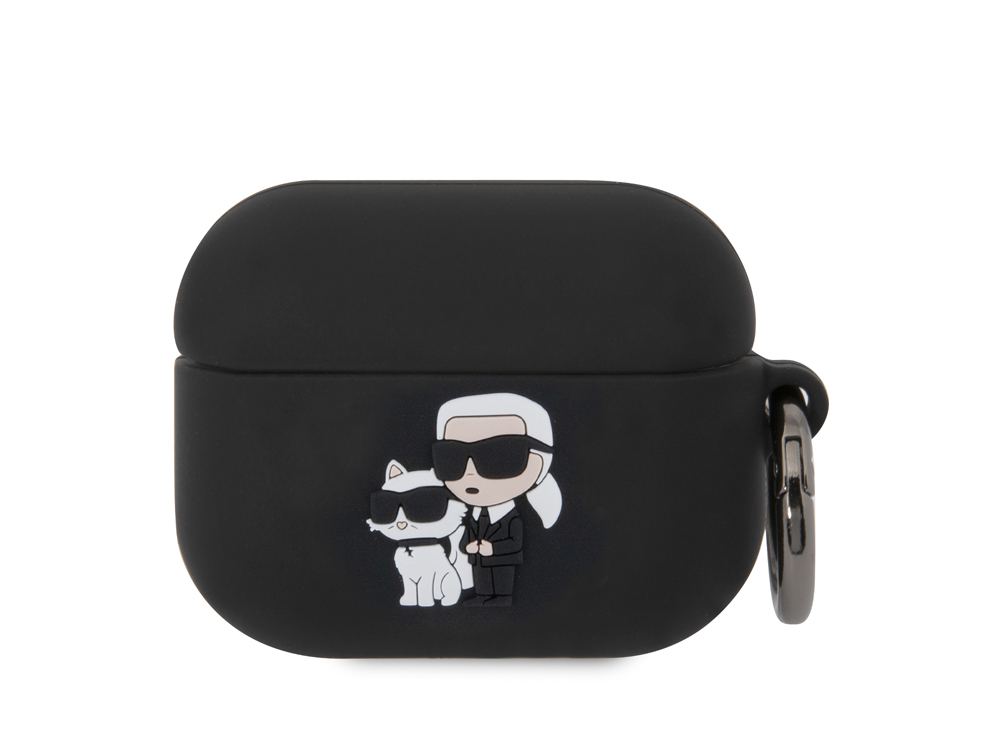 Protection en silicone Karl Lagerfeld NFT avec anneau pour Airpods Pro - Noire