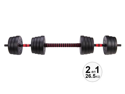 [B218] Haltères modulables 2en1 avec barre d'extension 26.5Kg