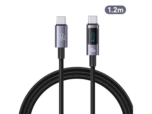 [TTE1094] Câble de chargement 100W Type-C à Type-C 1.2m - Modèle Display SF - Noir