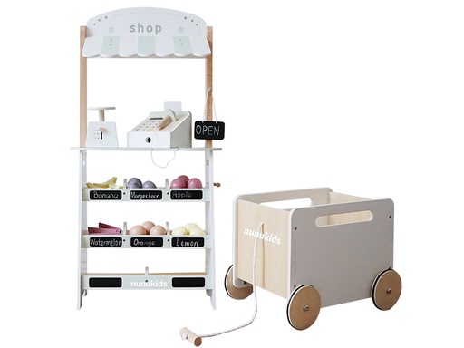 [TK449] Étal de marché avec chariot en bois